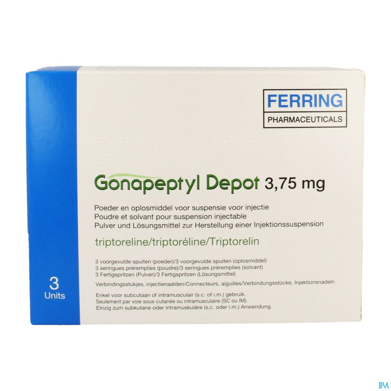 Gonapeptyl depot 3,75mg pdr+solv inj ser prer. 3+3