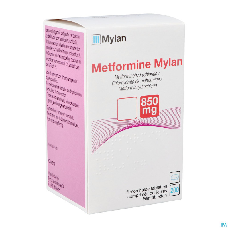 Metformine viatris 850mg comp pell 200 flacon