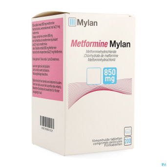 Metformine viatris 850mg comp pell 200 flacon