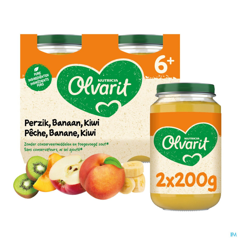 Olvarit peche banane kiwi    2x200g 6m60