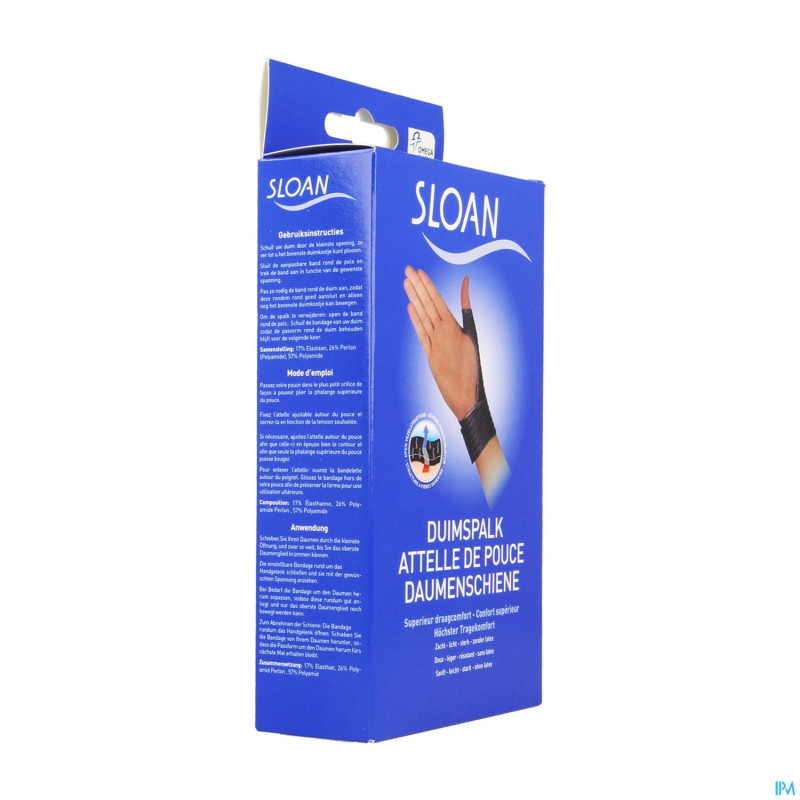 Sloan attelle de pouce noire s/m