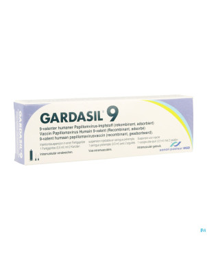Gardasil 9 susp inj ser prerempl. 1 x 0,5ml+2 aig.