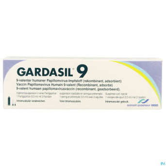 Gardasil 9 susp inj ser prerempl. 1 x 0,5ml+2 aig.