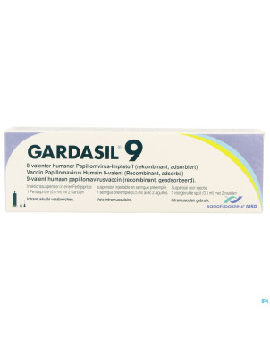 Gardasil 9 susp inj ser prerempl. 1 x 0,5ml+2 aig.