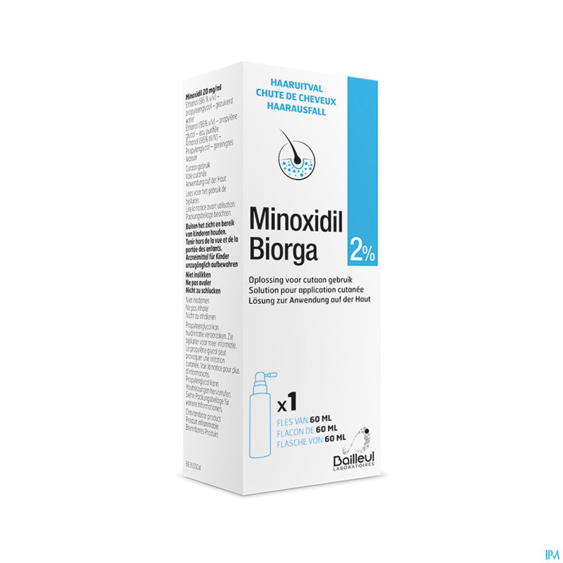 Minoxidil biorga 2% sol cutanee coffret  fl 1x60ml