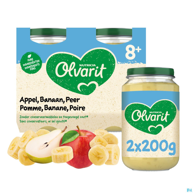 Olvarit pomme banane poire    2x200g 8m59