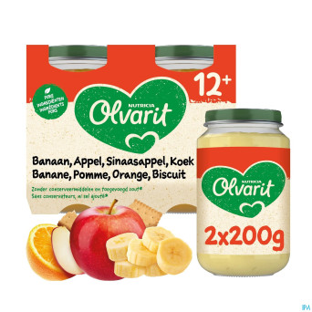 Olvarit banane pomme orange biscuit   2x200g 12m51
