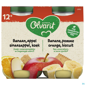 Olvarit banane pomme orange biscuit   2x200g 12m51
