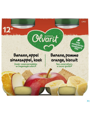 Olvarit banane pomme orange biscuit   2x200g 12m51