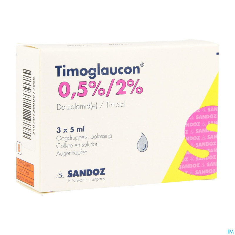 Timoglaucon 0,5% 2% pi pharma collyre 3 x 5ml pip
