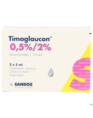 Timoglaucon 0,5% 2% pi pharma collyre 3 x 5ml pip