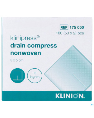 Klinion nw draincompres 5x5cm 4 plis 175050  50x2