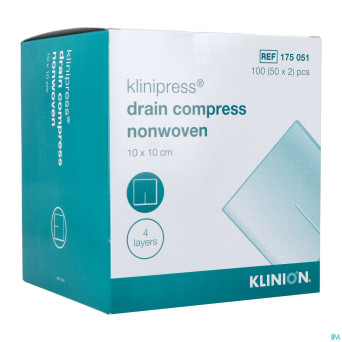 Klinion nw draincompres 10x10cm 4 plis 175051 50x2