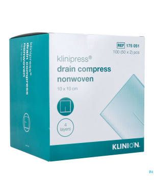 Klinion nw draincompres 10x10cm 4 plis 175051 50x2