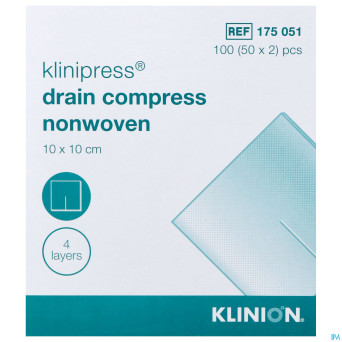 Klinion nw draincompres 10x10cm 4 plis 175051 50x2
