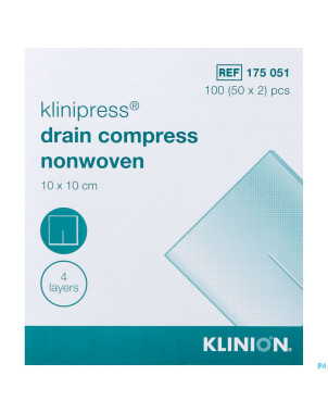 Klinion nw draincompres 10x10cm 4 plis 175051 50x2