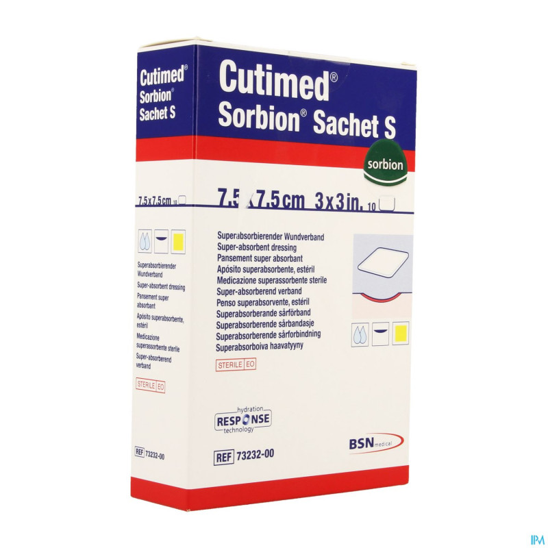 Cutimed sorbion sachet s    7,5x 7,5cm 10 7323200