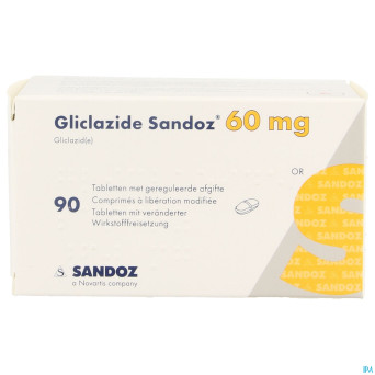 Gliclazide sandoz 60mg liber.modifiee comp  90