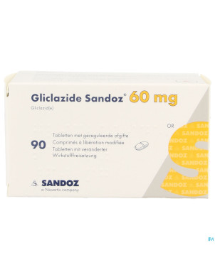 Gliclazide sandoz 60mg liber.modifiee comp  90