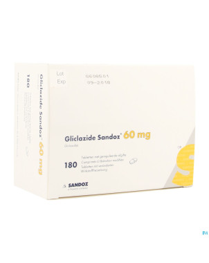 Gliclazide sandoz 60mg liber.modifiee comp 180