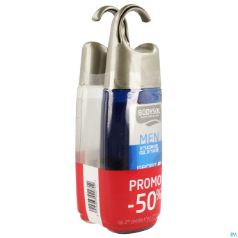 Bodysol men douche sport+stressless 2x250ml 2e-50%