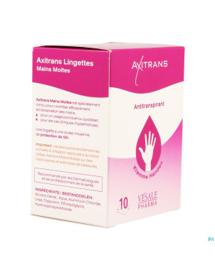 Axitrans mains moites lingettes 10