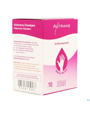 Axitrans mains moites lingettes 10