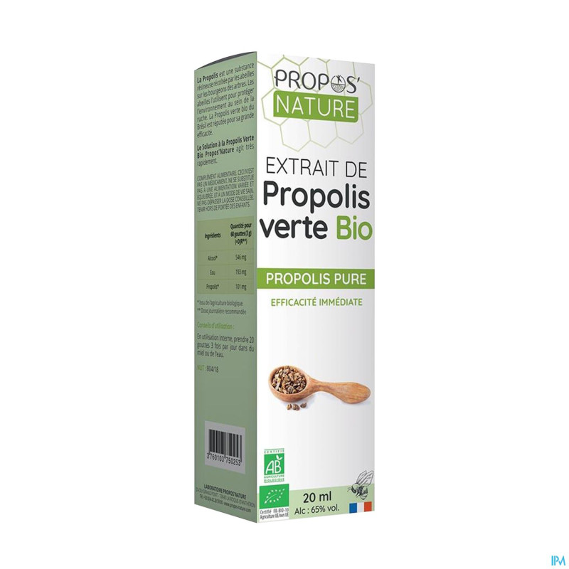 Solution hydro alcoolique propolis verte 20ml