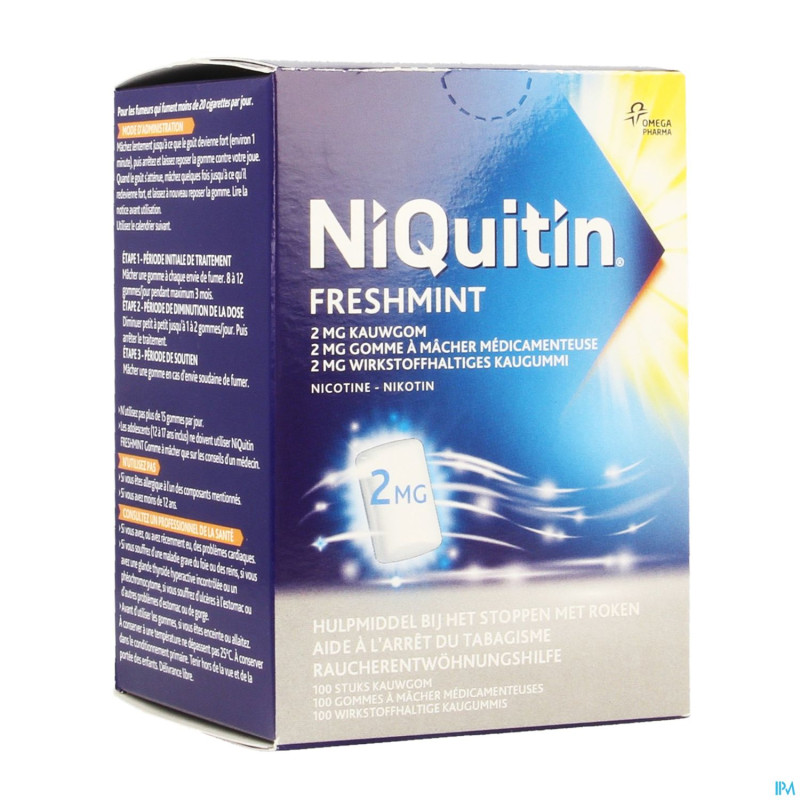 Niquitin 2,0 mg menthe gomme a macher 100