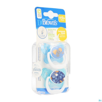 Dr brown sucettes pv bleu 6-12 mois 2    escos