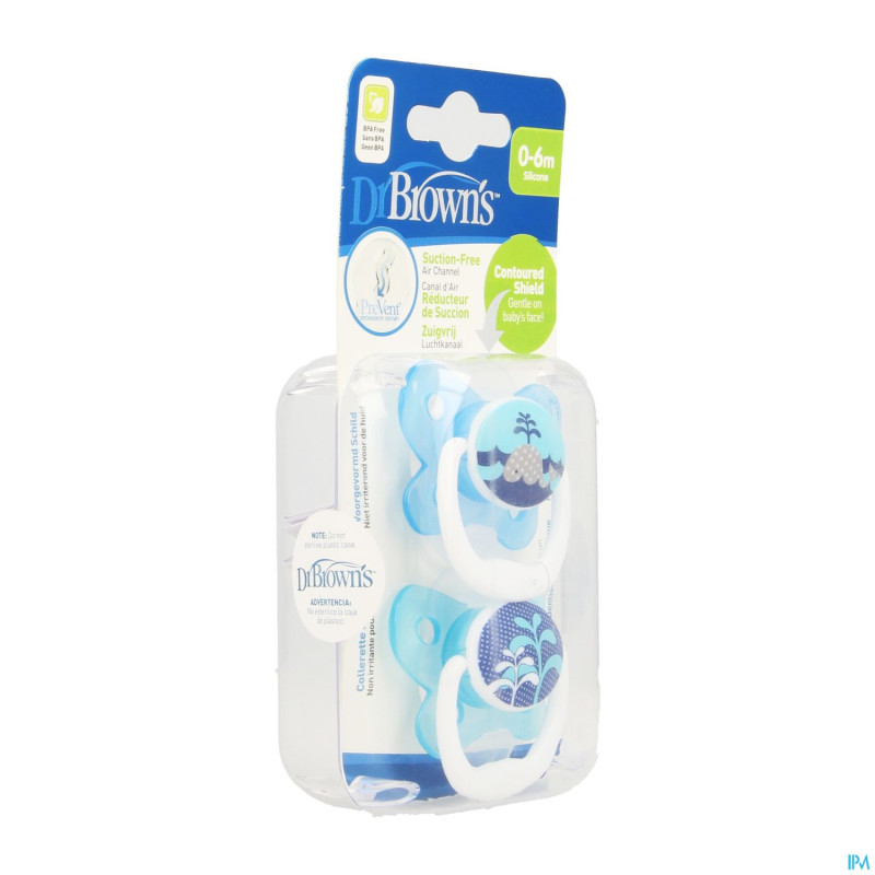 Dr brown sucettes pv bleu 0-6 mois 2    escos