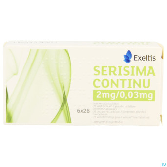 Serisima continu 2mg/0,03mg comp pell  6 x 28