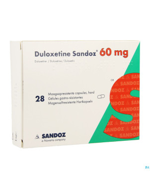 Duloxetine sandoz 60mg caps dur gastro resist. 28