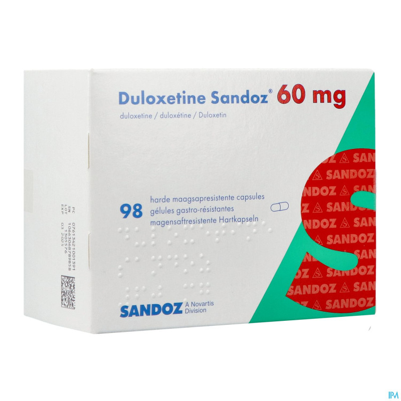 Duloxetine sandoz 60mg caps dur gastro resist. 98