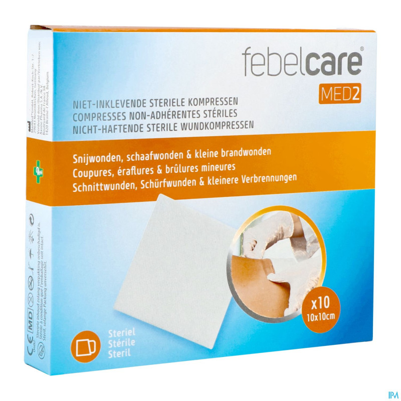Febelcare med2 compr.n/adh. ster. 10,0x10,0cm 10x1