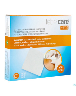 Febelcare med2 compr.n/adh. ster. 10,0x10,0cm 10x1