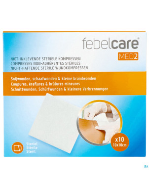 Febelcare med2 compr.n/adh. ster. 10,0x10,0cm 10x1