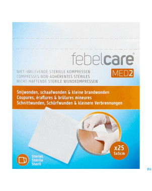 Febelcare med2 compr.n/adh. ster.  5,0x 5,0cm 25x1