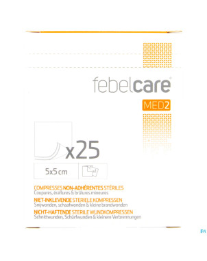 Febelcare med2 compr.n/adh. ster.  5,0x 5,0cm 25x1