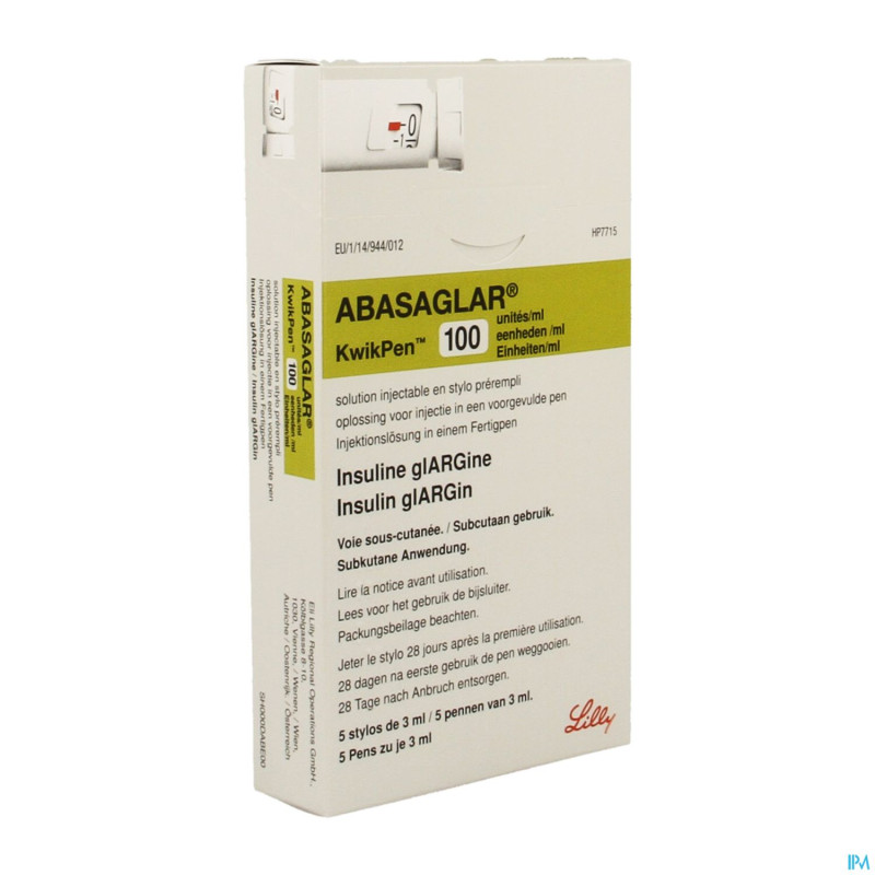 Abasaglar kwikpen 100u/ml 60u stylo preremp. 5x3ml
