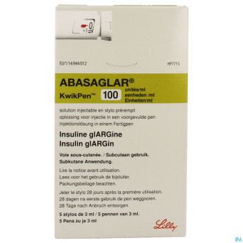 Abasaglar kwikpen 100u/ml 60u stylo preremp. 5x3ml