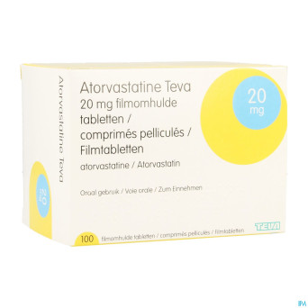 Atorvastatine teva 20 mg impex. comp pell 100 pip
