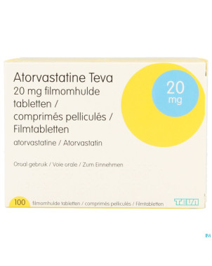 Atorvastatine teva 20 mg impex. comp pell 100 pip