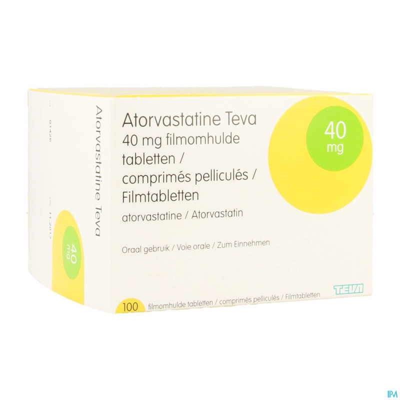 Atorvastatine teva 40 mg impex. comp pell 100 pip
