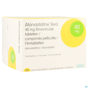 Atorvastatine teva 40 mg impex. comp pell 100 pip