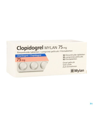 Clopidogrel mylan 75mg comp pell 90 x 75mg