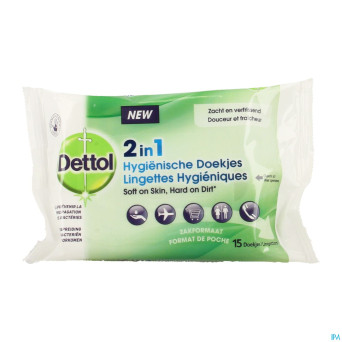 Dettol lingettes hygienique 2en1 15