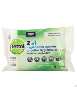 Dettol lingettes hygienique 2en1 15