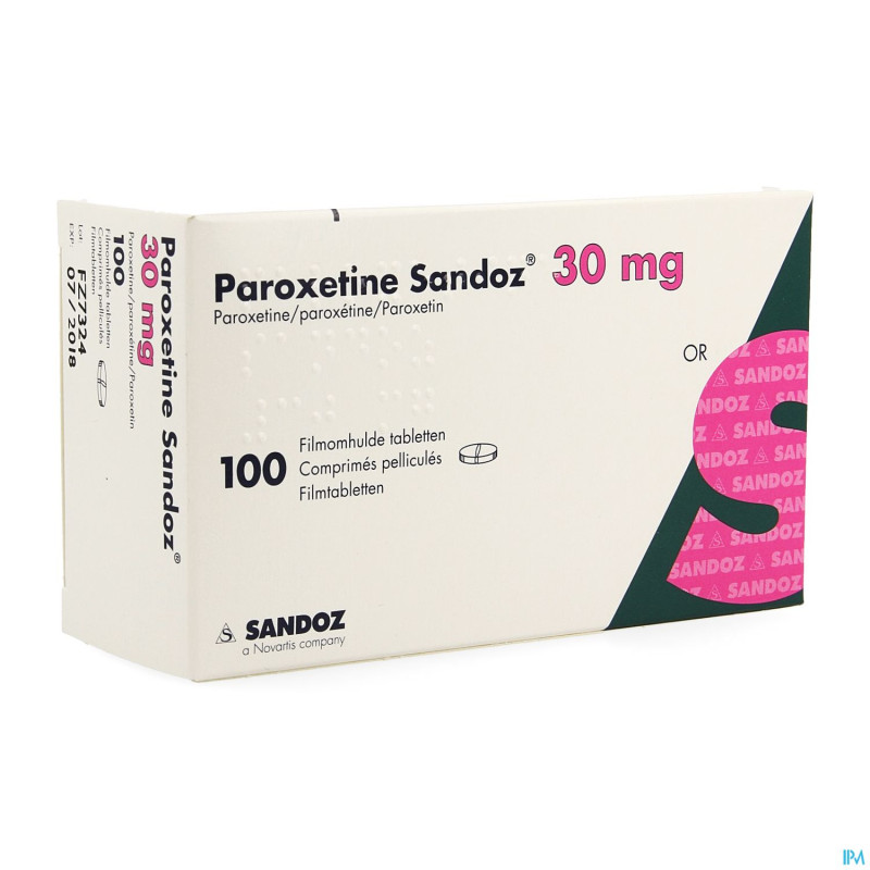 Paroxetine sandoz 30mg impexeco  c0mp pell 100 pip