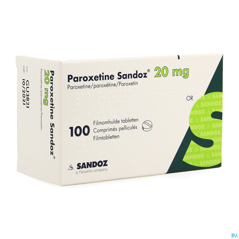 Paroxetine sandoz 20mg impexeco  c0mp pell 100 pip
